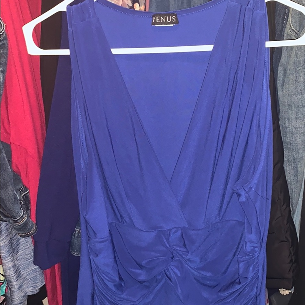 Blue low cut Venus dressy top